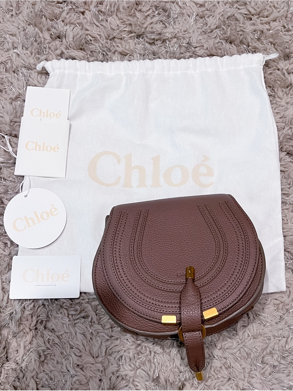 SMALL MARCIE SADDLE BAG IN GRAINED LEATHER